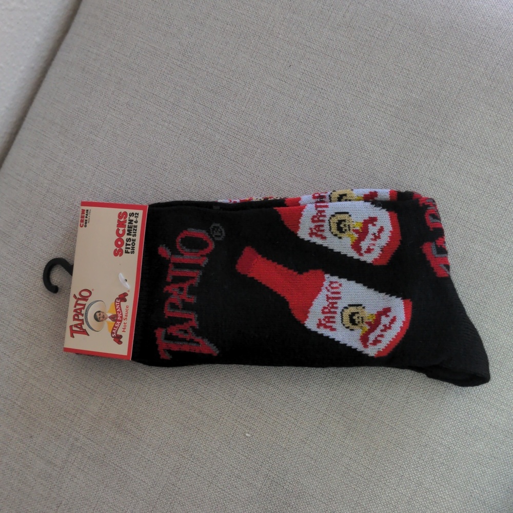 NWT Tapatio Hot Sauce Socks Black Red Unisex